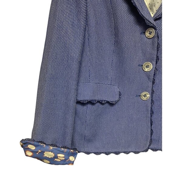 Maison Common Blue Tweed Silk Cotton Evening Jacket Caption Lining Women's EU 42 - Picture 4 of 10